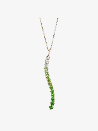 Tsavorite Ombre Wavy Vertical Pendant Necklace