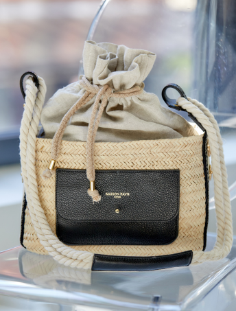 Mini Kurv Raffia Handbag w/Silver