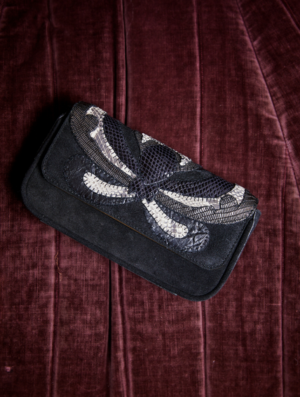 Mini - Black/White Python & Suede