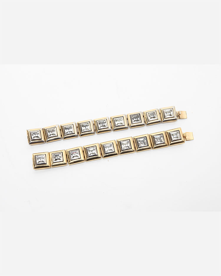 Vintage YSL Gold Plated and Crystal Bracelets