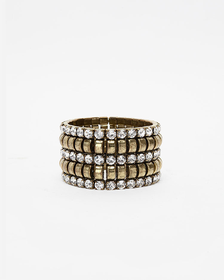 Vintage Brass and Rhinestone Bracelet
