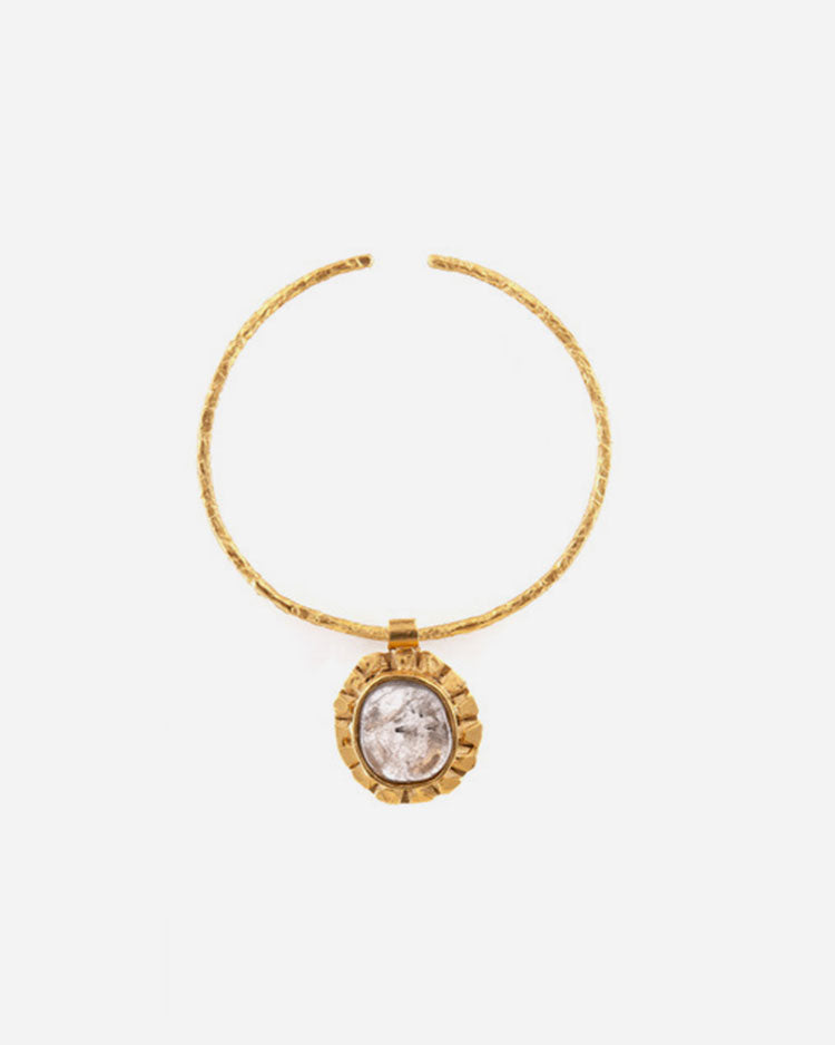 Rock Crystal 24K Gold-plated Bronze Pendant