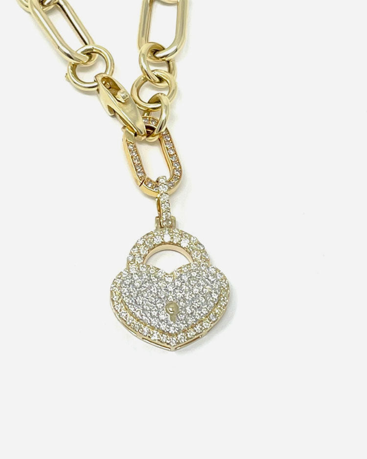 Diamond Padlock Heart Charm