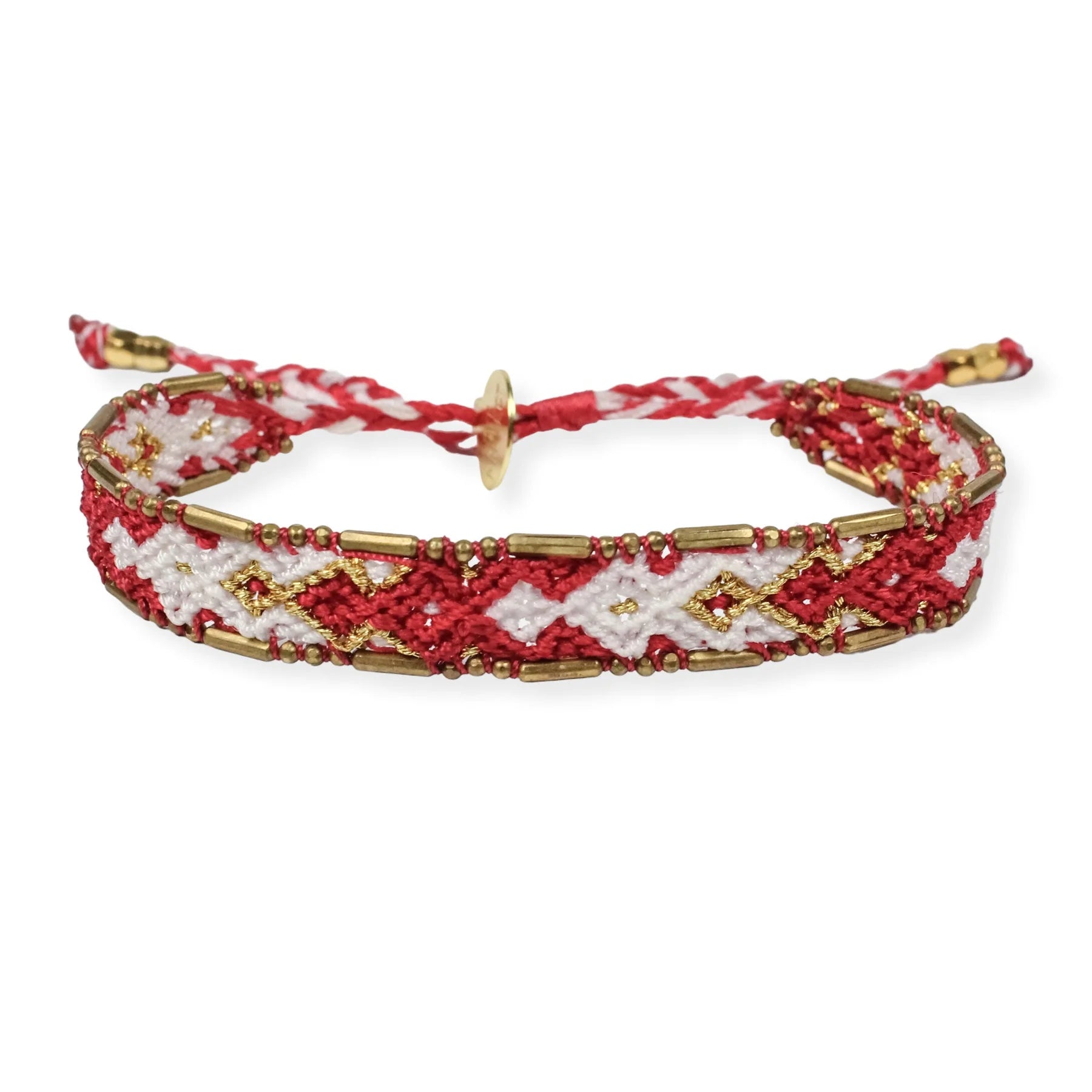 Bali Friendship Bracelet - Red and White