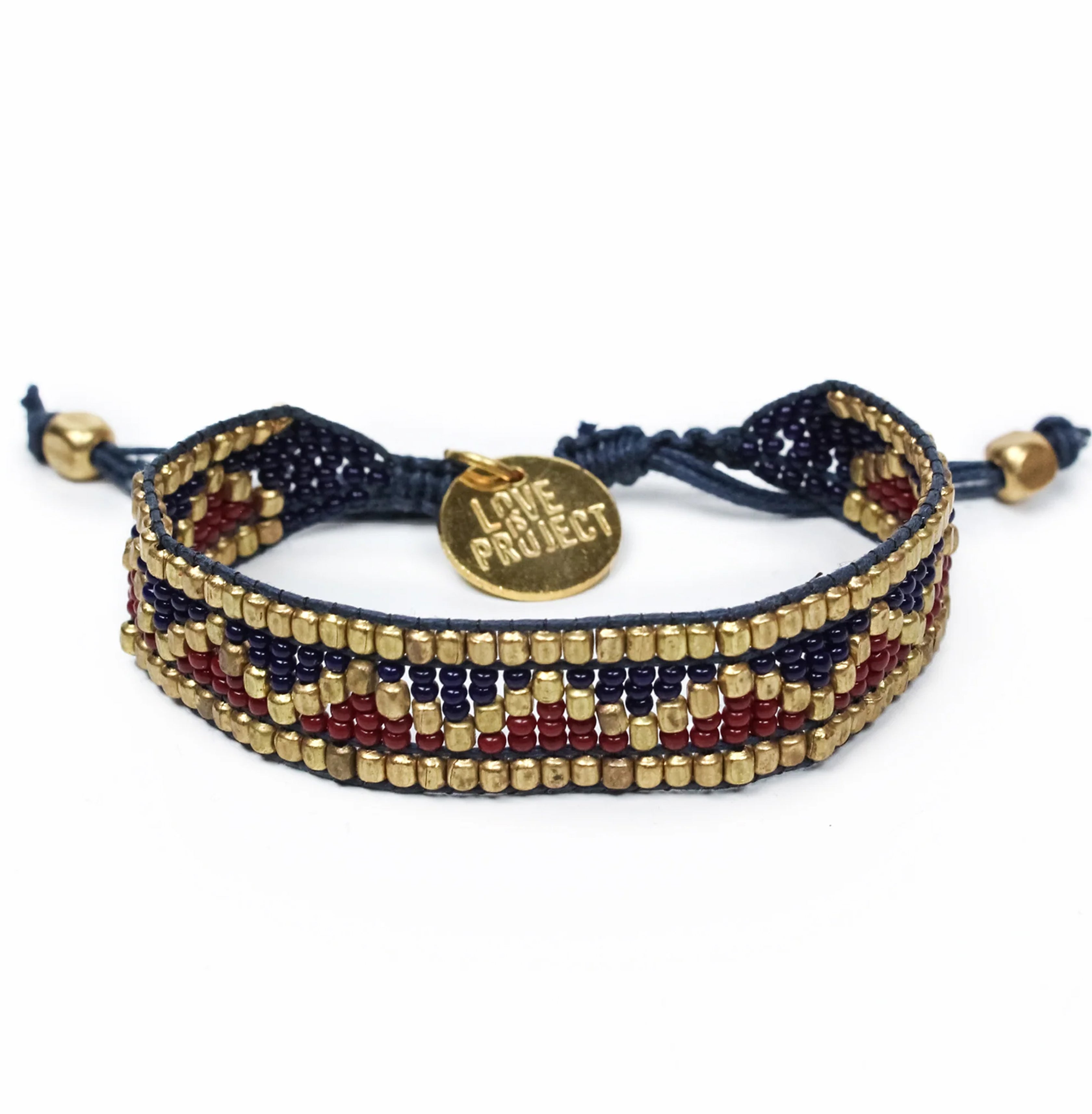 TAJ BEADED BRACELET - NAVY BLUE & RED