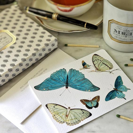 Pack of Custom Note Cards: Blue Butterflies