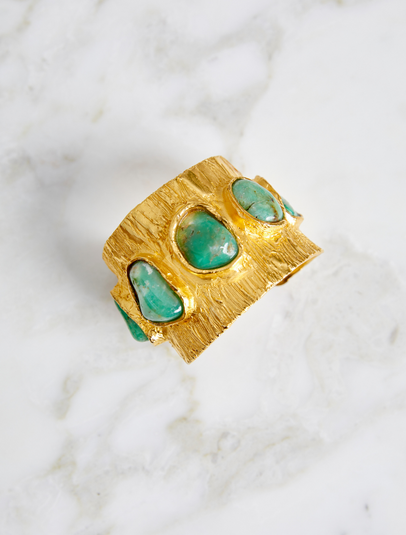 STONES -cuff with aventurines 24k gold plated bronze