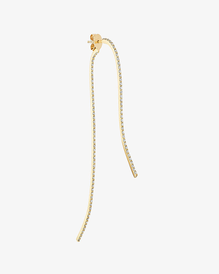 Infinity Sculptural Two Part Curved Earring with Diamond Pave