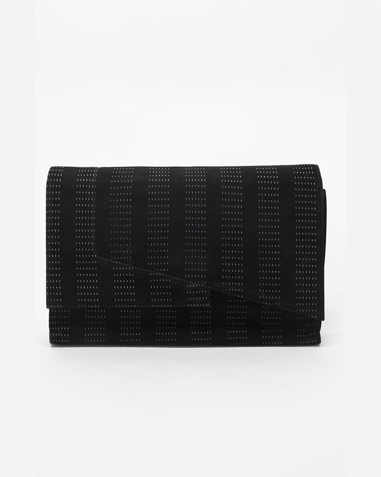 Vintage Gianni Versace Black and White Suede Clutch