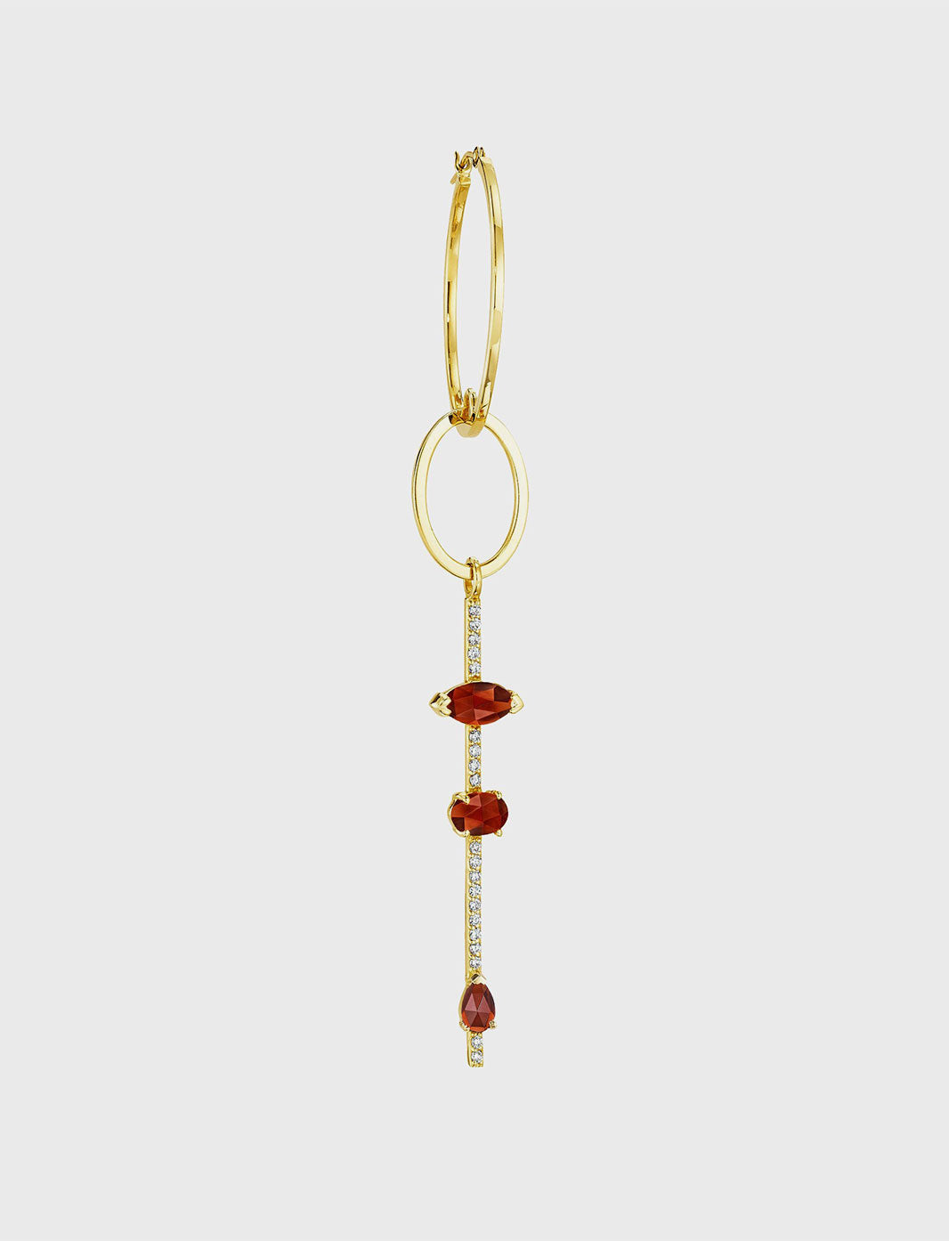 Single Statement Earring with Diamond Pave Bar and Gemstone Details